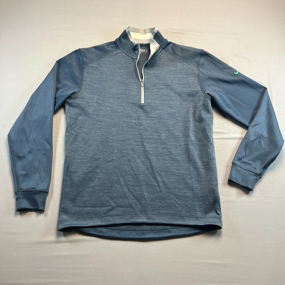 Nike Golf Tour Performance Dri Fit Shirt Mens M Heathered Blue 1/2 Zip Pullover - Picture 1 of 9